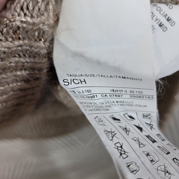 Stile Benetton Sweater size Small Lightweight Gold Sequin Embellished tan Mohair - Picture 6 of 6